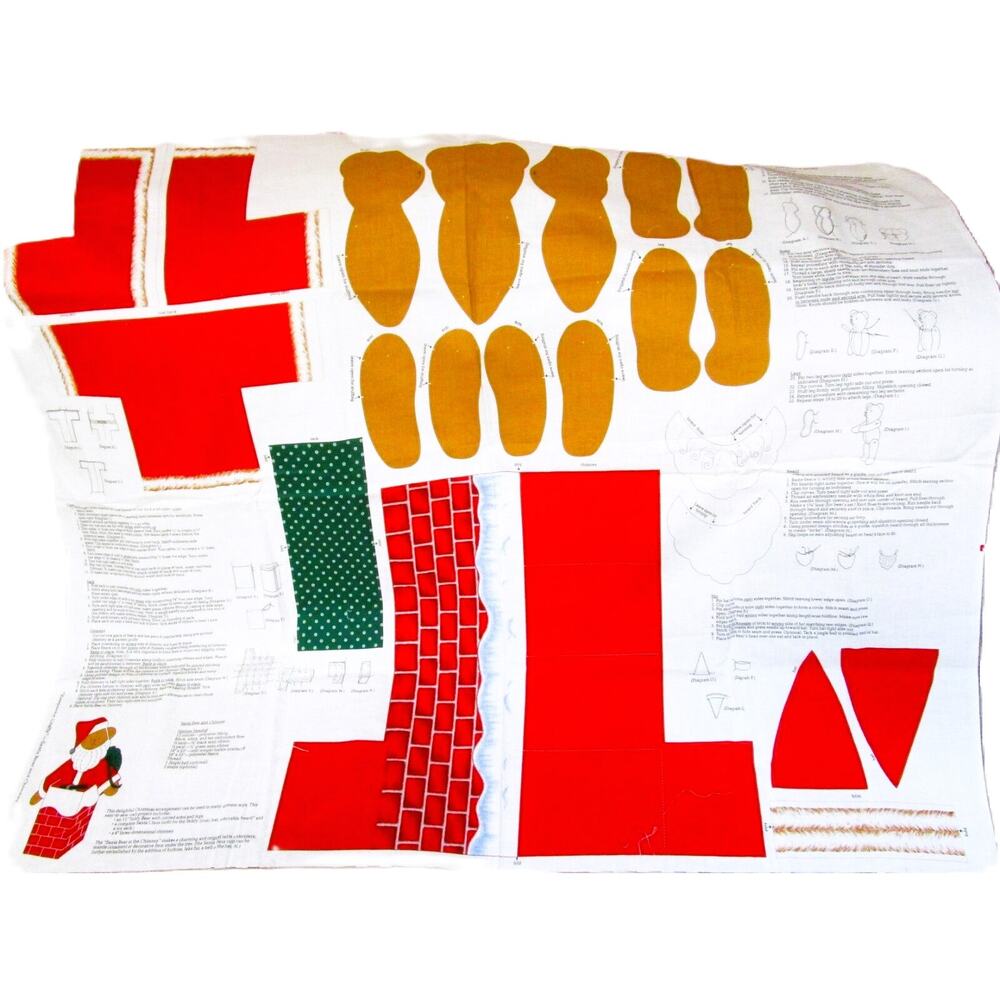 Cranston Fabric Craft Panel Santa Bear in Chimney Christmas DIY Sewing Project